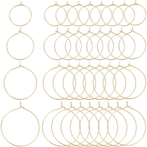 SOFPLATE 1 Box 160 Stück 4 Stile Große Perlenringe Silber Weinglas Charm Ringe Großpackung Messing Hypoallergen Offener Kreis Baumeln Runde Ohrringe Für Schmuckherstellung Zubehör Party Hochzeit DIY H
