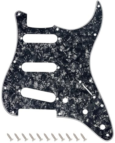 Banworks 4-lagiges E-Gitarren Schlagbrett 11-Loch American ST SSS Schlagbrett | Gitarrenschutzplatte für USA/Mexikanische Fender Modern Style Standard Stratocaster Strat ST JT/HB-01 Schwarze Perle