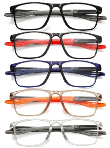 Hubeye 5 Pares Gafas de lectura deportiva para mujeres y hombres ultraligeras anteojos de lectura gafas anti luz azul 3.50