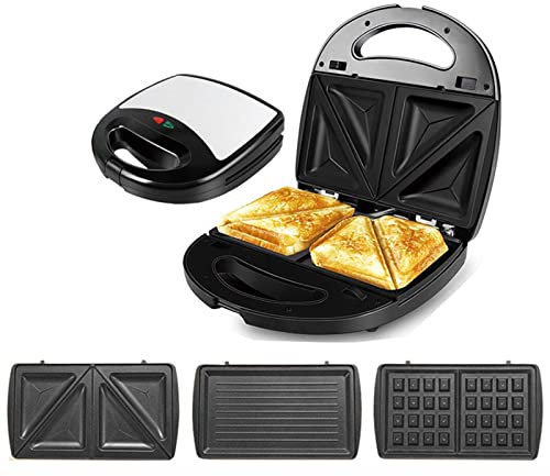 PAHION Waffeleisen Für Belgische Waffeln 3-In-1 Sandwichmaker Waffeleisen Kontaktgrill Mit 3 Abnehmbare Platten Multifunktionsgerät Antihaftbeschichtete Platten Spülmaschinengeeignete 750 Watt