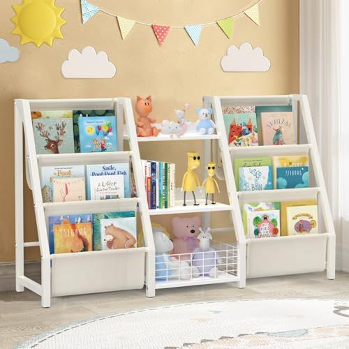 BORISI Libreria Bassa Bianca, Scaffale 124x30x75 cm