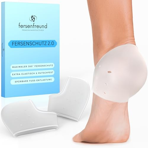 Fersenfreund Fersenschutz Silikon - NEUHEIT 2025 - Soft Gel Fersenpolster Hackenpolster für Schuhe - Fersenschoner Hackenschutz Ferse Socken Heel Protector Plantarfasziitis rissige Fersen 4er