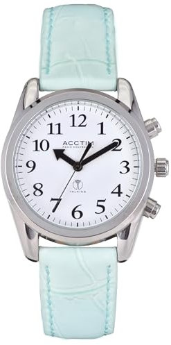 Acctim 'Robin' 35mm Radio Controlled UK Talking Watch in Silver/Mint