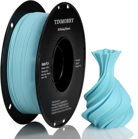 Matte PLA Filament 1.75mm, TINMORRY PLA 3D Druck Filament, Kompatibel mit Bambu Lab FDM 3D Drucker, 1 KG 1 Spule, Hellblau