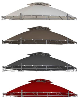 Mojawo Toit de rechange pour tonnelle ronde - Étanche - 3,5 m - Double toit - Revêtement en polyuréthane - Couleur : rouge