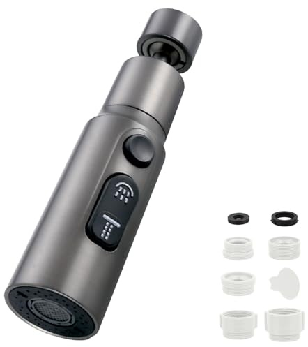 Kitchen Tap Spray Head Faucet Extender Aerator 360° Swivel Kitchen Sink Faucet Attachment with 3 Functions Modes, Tap Aerator Accessories, Universal Adapter Attachment