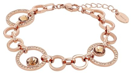 s.Oliver Armband för kvinnor, rostfritt stål, med kristallglas, 17 + 3 cm, roséguld, presentidé, 2040616