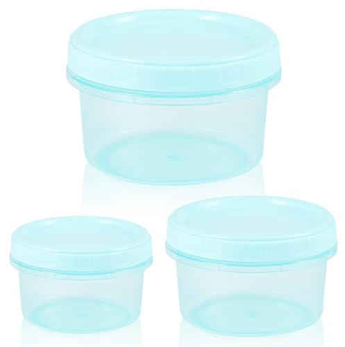 Yukaiwn Kleine Dosen mit Deckel Plastik, 3-Pack Wiederverwendbare Snackdose, 200ml/400ml/700ml Kleine Lebensmittelbehälter Kunststoffbehälter mit Deckel für Mittagessen Joghurt Obst(Grün) (Grün)