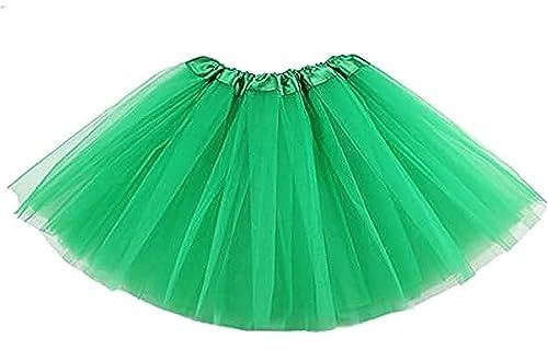 Lizzy | Tutu Skirt for Girls | 3-Layered, Green, Age 9–10 Years, Soft Tulle, Elastic Waistband | Fluffy, Comfortable, Suitable for Ballet, Dance, Fancy Dress, Parties, St. Patrick's Day, Book Day