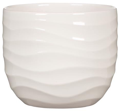 Scheurich Breeze Blumentopf aus Keramik, Weiß, Ø 21,4 cm, H 18 cm | 18 cm hoch, 5,025 l Volumen