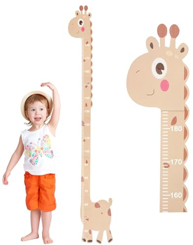 Måttstav för barn i trä med djurmotiv, 50–180 cm, mätribbor, väggdekoration för baby- och småbarn, mätlist som pussel (träfärg)