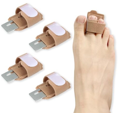 RYHHH 4 st Korrigeringsbandage för Tår | Stöd av Aluminiumplåt | Tåskena Justerbar | Överlappande Tåskenor | Böjda Överlappande Trasiga Tår Tåskydd | Unisex
