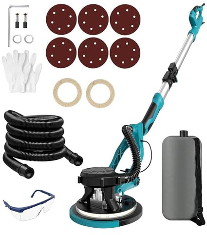 Lijadora Eléctrica For Paneles De Yeso 1250 W, Pulidora Paredes, Masilla Sin Polvo, Autoaspiradora, Portátil, Automática Buen Efecto De Pulido, FáCil Y Limpio.