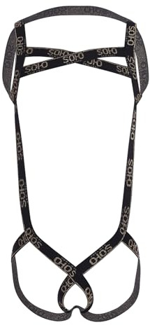 YiZYiF herr jockstrap body ouvert underkläder sele axelband bröstsele stringbody sissy underkläder, Guld svart, XXL