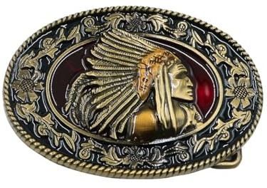 Ticha Fibbia per cintura in lega di zinco in stile nativo americano, fibbia per cintura western retrò casual per un regalo in stile tribale