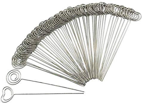 Woohome 60 Stück Metalldrähte Memo Clip Foto Stand für Hochzeit Party Kuchen Dekor, Gartenarbeit Dekoration, 30 Stück Herzform und 30 Stück Rund