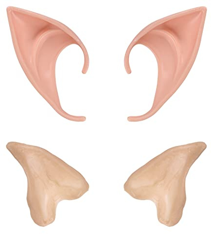 SUNRIZ Elfenohren Set, 2 Paar Latex Spitzohren Ohren Fantasy Elf Ohren für Halloween Cosplay Karneval Party Fasching Kostüm, 1 Paar Half Elf Ohr+1 Paar Volles Elf Ohr
