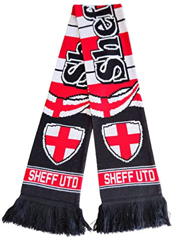 Sheffield United FC Fußball-Fan-Schal, Premium-Acryl-Strick, Rot, Weiß, Schwarz, TYJ-7.7SJ-267