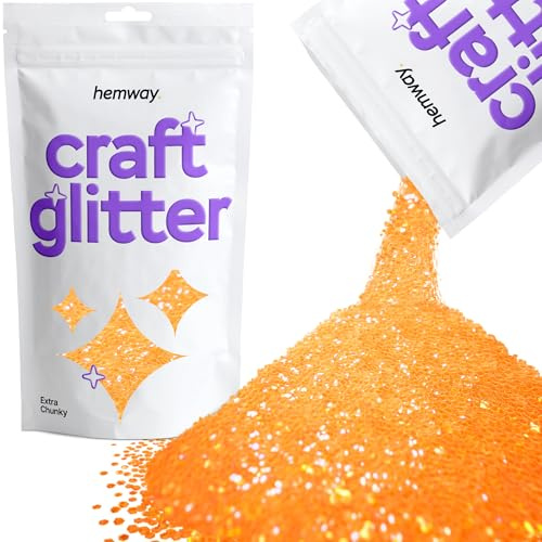 Hemway Fluorescent UV orange Craft Glitter - Extra Chunky 1/24 0,04 Für Glitter Arts Craft Tumblers Papier Glasdekorationen DIY - 100g