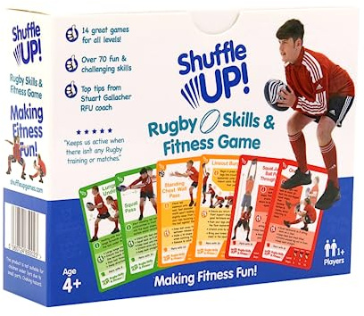 Shuffle Up Rugby Games - Family Games with 70+ Fun & Active Fitness Workout Cards, Rugby Training Equipment Aid, Rugby Gifts for Boys & Girls