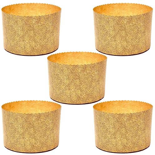 Moule à Panettone Haut 750 gr (5pcs) - Moules à Panettone en Papier Naturel de Cellulose Pure Haute Densité, Calandrés, Formes de Cuisson pour Panettone, Résistant à la Chaleur 200°C