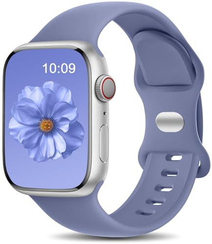 Charlam Kompatibel med Apple Watch-rem 42 mm 44 mm 45 mm 46 mm 49 mm för män kvinnor, sportband mjuk silikon ersättningsremmar kompatibla med iWatch SE serie 10 9 8 7 6 5 4 3, blå grå