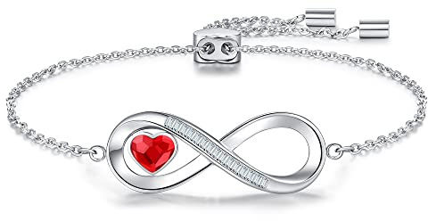 LOUISA SECRET Kette Damen mit Infinity Herz Halskette Geburtsstein Anhänger, 925 Silber Halskette für Frauen, Geburtstag Valentinstag Weihnachten Muttertag Schmuck Geschenke für Frauen Freundin Sie
