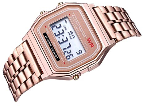 Rachlicy Reloj Digital De Pulsera F91w Reloj Electrónico De Negocios Ajustable con Correa De Acero Rosmy Goly, Reloj Digital, Reloj De Muñeca De Metal, LCD Dial Watch