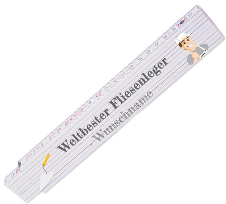 Zollstock – Weltbester Fliesenleger - personalisiert mit Namen - Glieder-Maßstab mit Wunsch-Namen - Meterstab individuell bedruckt