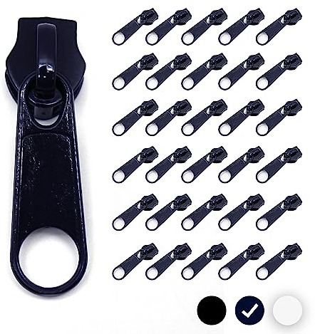 DOJA Barcelona | Reißverschluss Zipper | 40mm | Pack 50 | Zipper Slider Nummer 5 | Dunkelblau | Reißverschluss Schieber zum Nähen | Reißverschlusszieher Kleidung, Mäntel, Jacken, Röcke, Schlafsack