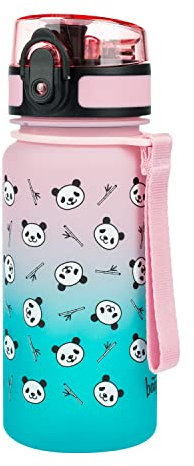 Baagl Kinder Trinkflasche Auslaufsicher Wasserflasche 350ml, Kindergarten Schule und Sport Flasche für Mädchen Tritan (Panda)