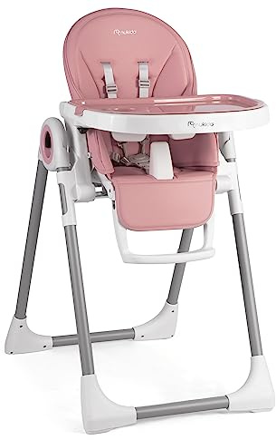 Nukido Hochstuhl Baby Hochstuhl ab 6 monate mit Abnehmbarem Tablett Kinder Hochstuhl klappbar für esstisch Stühle, 56x75x120 cm, Rosa