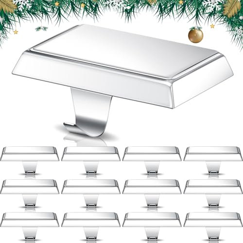 Yexiya 12 Stück Weihnachtsstrumpfhalter für Kaminsims, beschwerter Kaminständer, Kleiderbügelhalter, Weihnachtsstrümpfe, Metall-Aufhängehaken, DIY, blanko, Strumpfhalter, Sockel für Urlaub, Kaminsims,