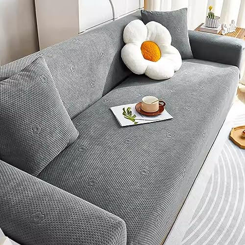 Sofaprotektoren Abdeckung wasserdicht verschleißfest Gekämmte Baumwolle Universal-Möbelschoner for Wohnzimmer mit 1 Kopfkissenbezug (Farbe : Dunkelgrau, Größe : 2-Sitzer)