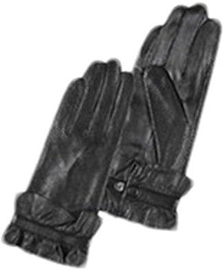 Winter-Lederhandschuhe für Damen, modisch, dünn gefüttert, warm, atmungsaktiv, zum Fahren, Schwarz , 38