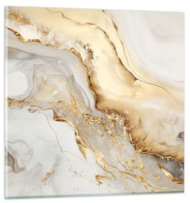 Moderno Quadro in Vetro 60x60 cm Stampe da Parete Astratto Pastello - 5730 | Marmo Fascino Elegante Quadro Decorativo Grande Decorazione Murale Soggiorno Arte da Parete Decorazione da Parete ARTTOR