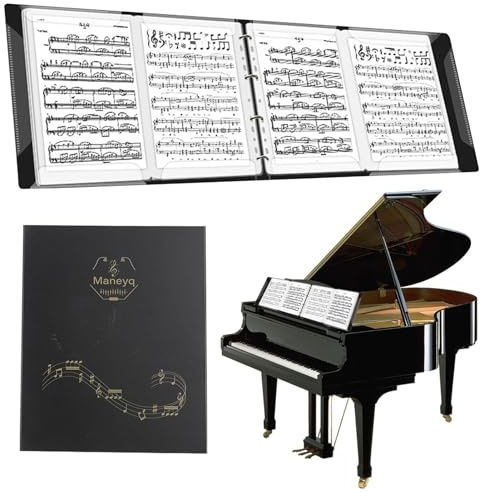 Sheet Music Folder, A4 Size Piano Score Binder 4 Pages Music Binder Organizer, Music Sheet File Paper Documents Storage Folder Holder