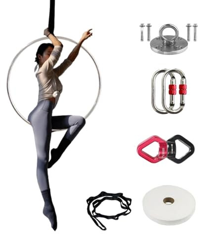 Aerial Hoop Luftreifen-Einzelpunkt-Lyra-Reifen-Set, Komplett, Edelstahl-Lyra-Ring mit Kompletter Antennen-Rigging-Hardware, Zirkus-Luftring für Künstler (Size : 85 cm (33))