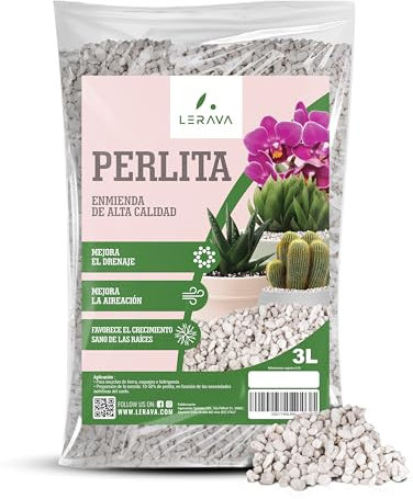 LERAVA® Perlite per Piante in Vaso (3L) - Drenaggio Ottimale e Radici Sane | Agriperlite Espansa Naturale - Substrato Leggero e Atossico per Orto e Fiori - Perlite per Piante Grasse