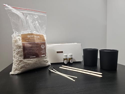 Original Soy Wax DIY Kerzenherstellungsset Natürliches 1 kg Sojawachs + 11 Elemente, Kerzendochte, Dochthalter, Duftöle, Kerzenglas, Kerzen Selber Machen Set, Verschiedene Düfte
