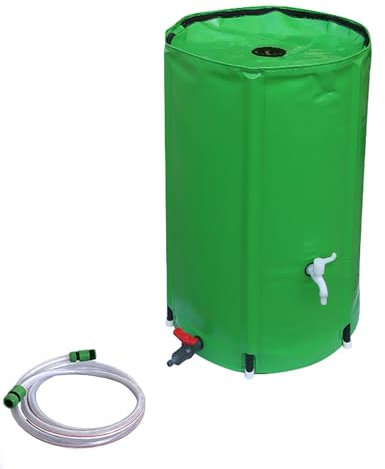 REBOTZ Depósitos de agua con soporte y grifo 50L/100L/160L/200L/225L/250L/380L/500L/750L/1000L Barril de lluvia plegable para jardines Barril de lluvia portátil con grifo y recipiente de almacenamient