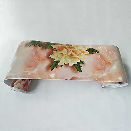 Tapetenbordüre-Aufkleber, Tapetenbordüre, selbstklebend, 3D-Fußleiste, Taille, Blumen-Wandaufkleber, Wandbild, PVC, selbstklebend, for Kinder, Schlafzimmer, Badezimmer, Küche (Farbe: WB60-11) (Farbe: