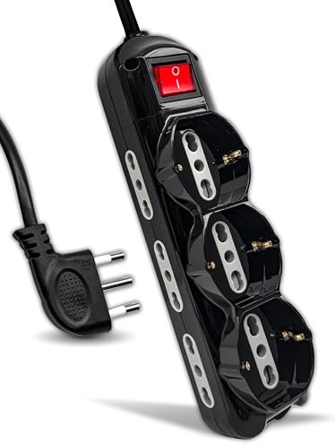 V-TAC Multipresa Elettrica Nera 9 Posti con Interruttore e Cavo 1,5mt - 6 Prese Laterali 10/16A Bipasso e 3 Frontali 10/16A Bipasso Shuko - Ciabatta per Casa, Ufficio - Spina 16A - Nero