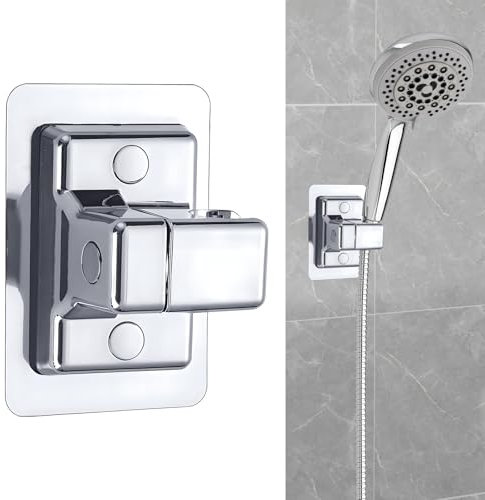 GGTTNRT Supporto universale per soffione doccia, di ricambio, regolabile a 360°, in plastica ABS, montaggio a parete per doccia senza fori