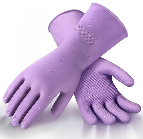 Heavy Duty Rubber Cleaning Gloves, Household Gloves Reusable,Thicker Anti-slip Washing Up Gloves for Kitchen Bathroom Gardening Painting 1 Pair