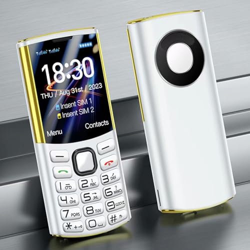 OZMDXKJ Telefono Cellulare Pulsanti Grandi, Telefono Cellulare Dual SIM Base Funzione SOS/Composizione Un Tocco Trasmissione Vocale+Flash LED Facile Usare per Anziani, Studenti,White