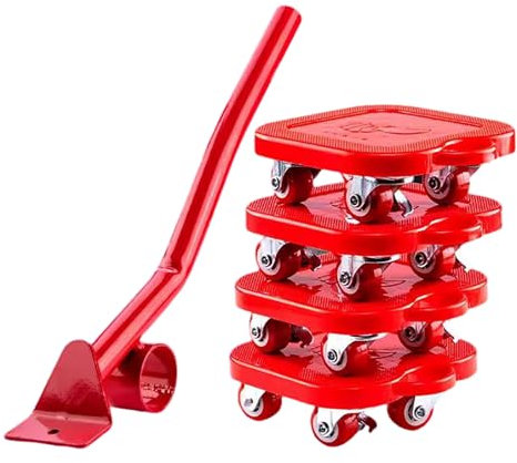 Generisch Möbel-Bewegungsräder, Hochleistungs-Bewegungswagen mit Bremsrädern und ausziehbarem Möbelheber, Sofa-Kühlschrank-Bewegungswagen lässt Sich leicht schieben(Red)