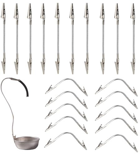 Morsetti a Doppia Faccia - Supporti Appunti e Foto con Filo Metallico,20x Supporti Flessibili per Appunti con Morsetti Lunghi per Mostrare e Organizzare Foto, Immagini e Biglietti Nuziali
