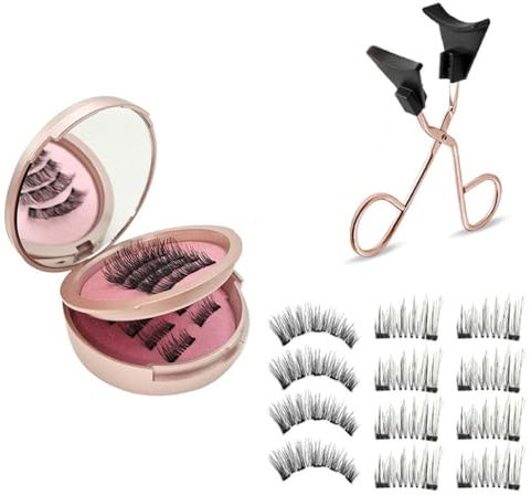XFSRG Naturales Pestañas Magnéticas con Imanes Duraderos para un Look Natural sin Delineador como Extensiones de Pestañas Postizas Incluye Pinza para Fácil Aplicación (Rosa)
