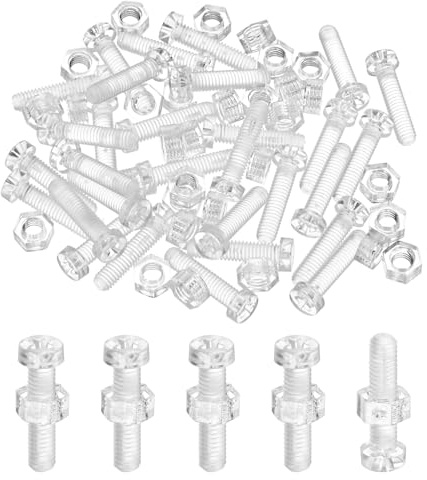 M METERXITY 30er Set Klare Transparente Schrauben Und Sechskantmuttern Kit M6x25mm Acryl Kunststoff Kreuzschlitz Rundkopfschrauben Für Maschinenzubehör